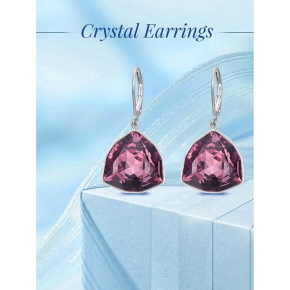 Sterling Silver Alexandrite Geometric Birthstone Dangle Drop Earring Jewelry - Picture 5 of 5